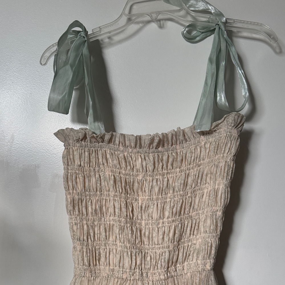 En Saison Cream Maxi Dress with Pale Blue Tie Straps - Picture 3 of 6